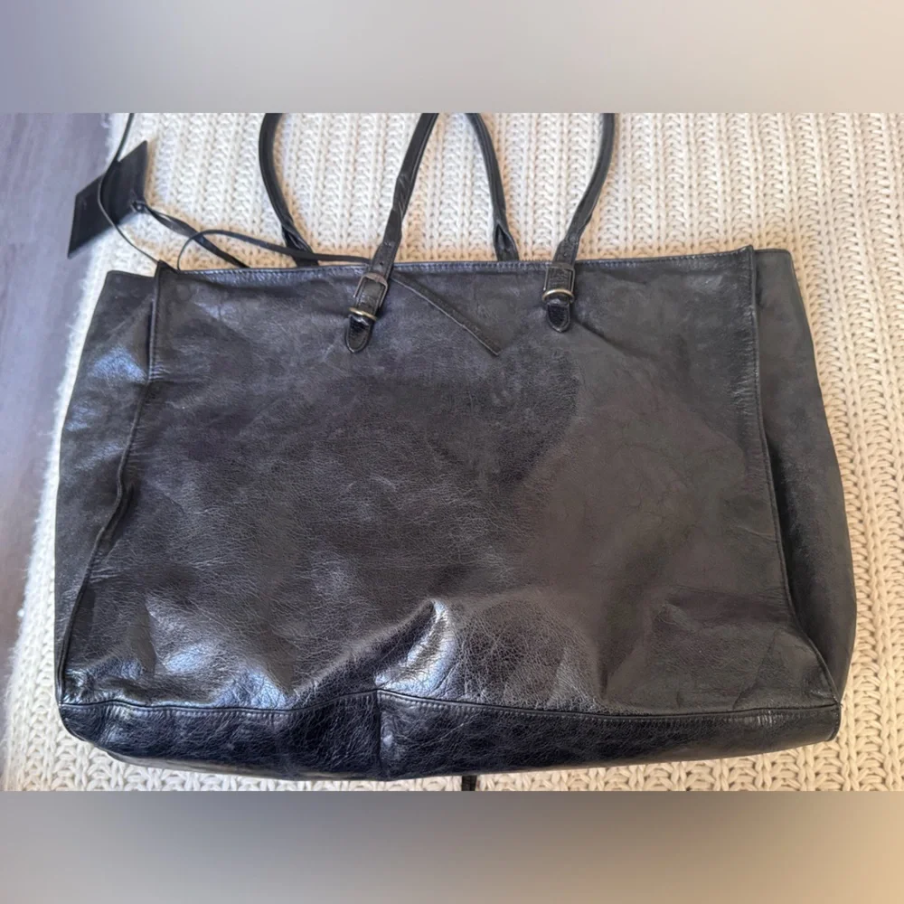Balenciaga Vintage A4 Tote Bag Black Leather Rare Model - Picture 3 of 16